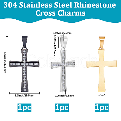 3Pcs 3 Colors 304 Stainless Steel Pendants STAS-BBC0007-18-1