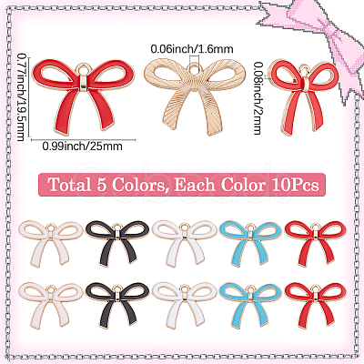 50Pcs 5 Colors Alloy Enamel Pendants ENAM-SC0006-46-1