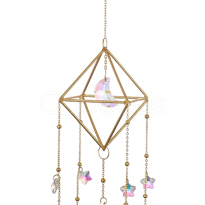 Geometric Metal Suncatchers Wall Hanging Decoration HJEW-G018-01A-G-1