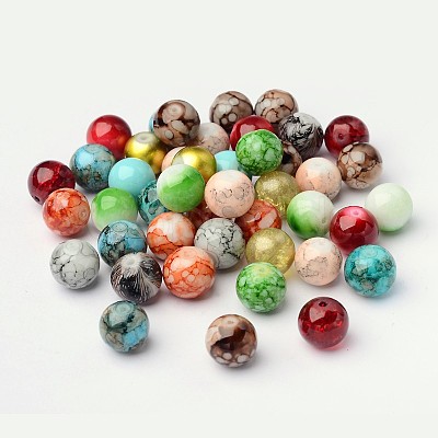 Mixed Style & Mixed Color Round Spray Painted Glass Beads DGLA-X0003-12mm-1
