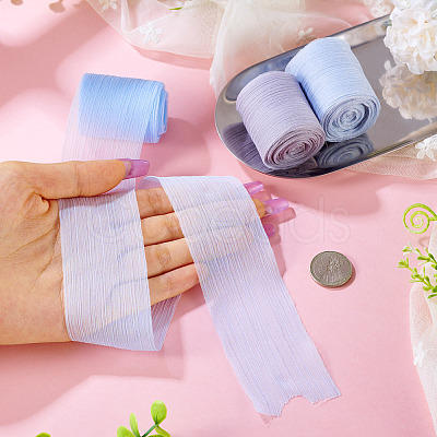 3 Rolls 3 Colors Wrinkle Polyester Ribbon OCOR-TA0002-98A-1