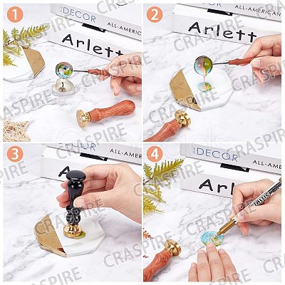 6Pcs 6 Patterns Brass Wax Seal Stamp AJEW-CP0004-29B-1