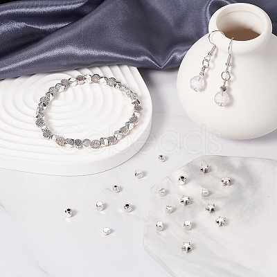 300Pcs 6 Style Tibetan Style Alloy Spacer Beads TIBE-YW0001-24-1