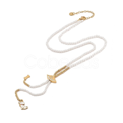 Imitation Pearl & Synthesis Shell Beaded Necklaces NJEW-A032-06G-01-1