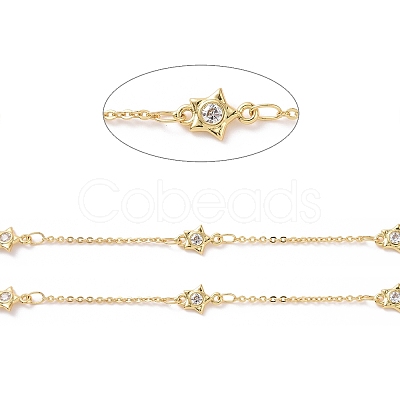 Clear Cubic Zirconia Star Link Chains CHC-G016-07G-1