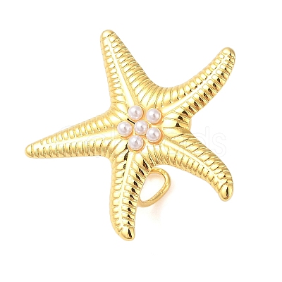 Starfish 304 Stainless Steel Cuff Rings for Women RJEW-P125-03G-1