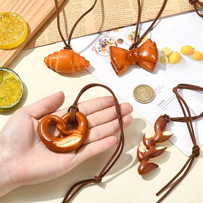 4Pcs 4 Styles PVC Simulated Bread Pendant Decorations ST-CJ0028-11-1