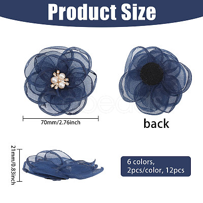 12Pcs 6 Colors Polyester Ornament Accessories DIY-CA0008-08B-1