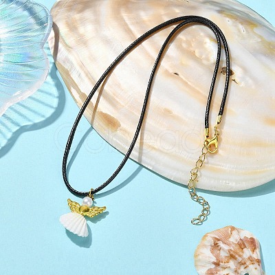 Natural Shell Fairy Pendant Necklace NJEW-JN04612-1