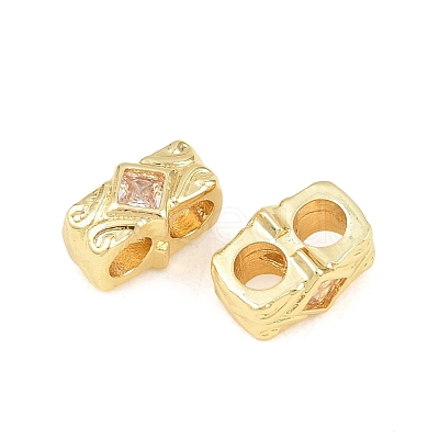 Brass Micro Pave Clear Cubic Zirconia Slide Charms KK-Z151-05G-1
