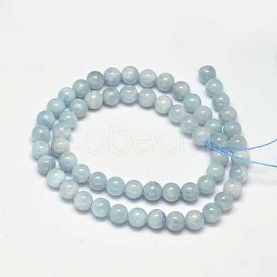 Round Grade AB Natural Aquamarine Bead Strands G-F289-01-6mm-1