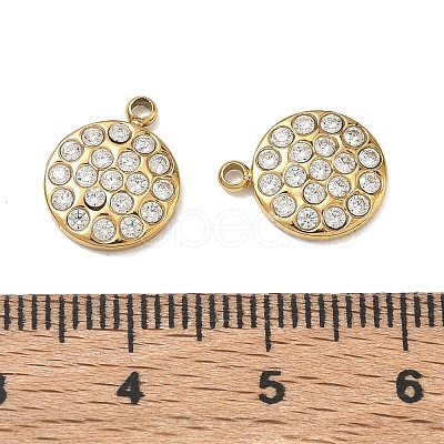 304 Stainless Steel Micro Pave Clear Cubic Zirconia Charms CU-CBAF0F8-03E-G-1