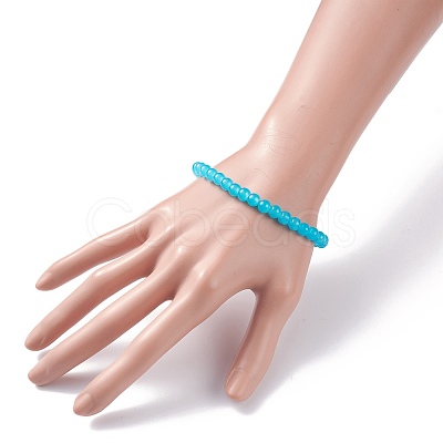 6.5MM Imitation Jade Glass Round Beaded Stretch Bracelet for Women BJEW-JB07658-1