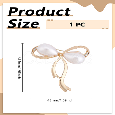 1Pc Bowknot Alloy Rhinestone Brooches for Women JEWB-LP0010-19KCG-1