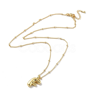 Initial Letter Brass Pendant Necklace NJEW-A015-21G-F-1