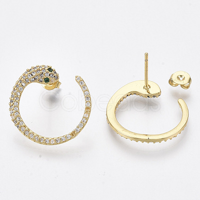 Brass Micro Pave Cubic Zirconia Stud Earrings EJEW-S208-091-1
