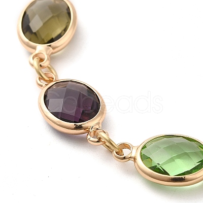 Colorful Glass Link Chain Bracelets BJEW-B075-08-1