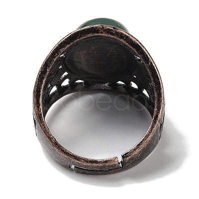 Natural Green Aventurine Oval Adjustable Rings RJEW-K271-06R-18-1