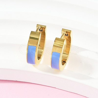 304 Stainless Steel Enamel Hoop Earrings EJEW-K268-19G-04-1