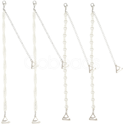 2 Pairs 2 Styles ABS Plastic Imitation Pearl Chain Non-slip Bra Straps FIND-CY0001-25-1