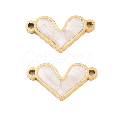 304 Stainless Steel White Enamel Connector Charms STAS-Z078-12G-1