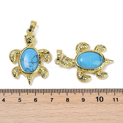 Synthetic Turquoise & Brass Pendants KK-F887-01G-06-1