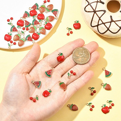 40Pcs 4 Styles Alloy Enamel Pendants ENAM-YW0009-90-1