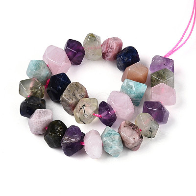 Natural Sodalite & Rhodonite & Prehnite & Amethyst & Rose Quartz & Flower Amazonite & Sunstone Beads Strands G-N358-01A-01-1