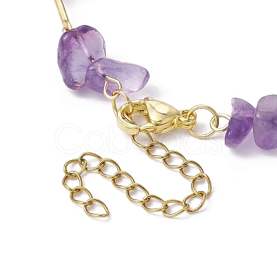 Natural & Synthetic Mixed Gemstone Chips Beaded Link Chain Bracelet BJEW-JB09972-1