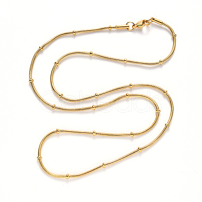 PVD Vacuum Plating 304 Stainless Steel Round Snake Chain Necklace NJEW-S420-009A-G-1