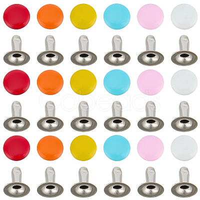 180Pcs Flat Round Baking Paint Zinc Alloy Snap Rivet Butt Screw FIND-GF0009-30A-1
