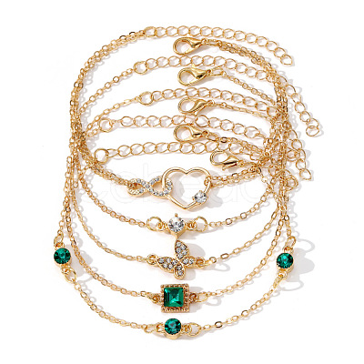 5Pcs 5 Styles Alloy Chain Bracelet & Bangle Set for Women WG6073F-01-1