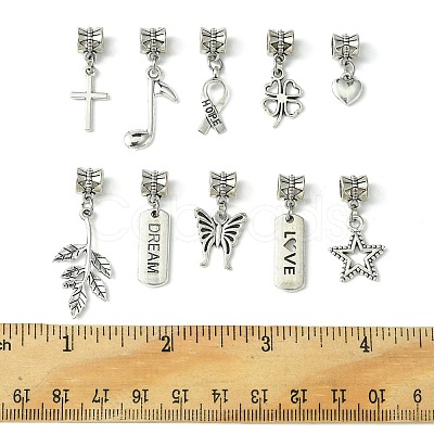 10Pcs 10 Styles Tibetan Style Alloy European Dangle Charms PALLOY-FZ00003-1