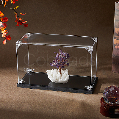 Acrylic Minifigures Display Cases with Black Base ODIS-WH0079-068B-1