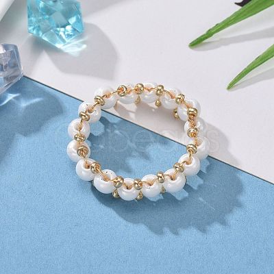 Round Glass Seed Beaded Finger Rings RJEW-JR00307-02-1