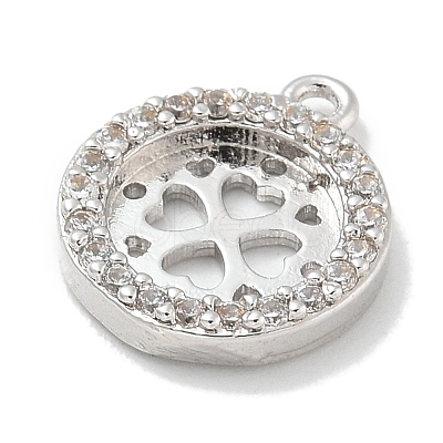 Rack Plating Brass Micro Pave Clear Cubic Zirconia Pendant Cabochon Setttings KK-L224-048P-1