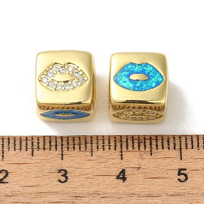 Rack Plating Brass Micro Pave Cubic Zirconia Beads KK-P268-01G-08-1