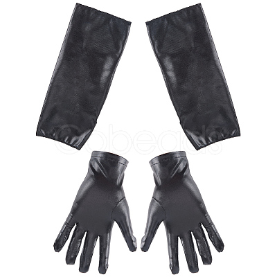 2 Pairs 2 Styles PU Leather Gloves AJEW-CL0003-16B-1