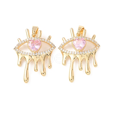 Brass Micro Pave Cubic Zirconia Pendants KK-D223-05G-1