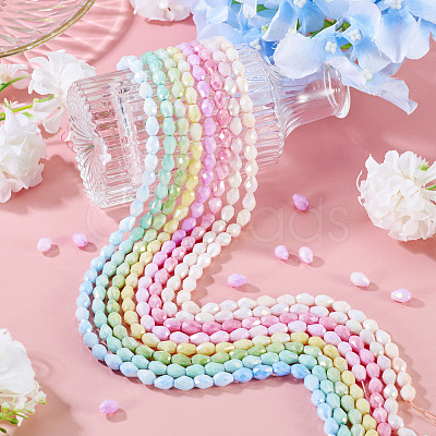 8Strands 8 Colors Anti-Tarnish Electroplate Glass Beads Strands GLAA-TA0003-79-1