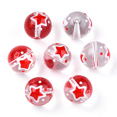 Transparent Glass with Enamel Beads LAMP-T011-21B-1