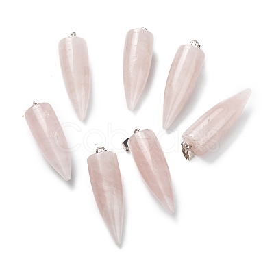 Natural Rose Quartz Pointed Pendants G-D040-01P-B09-1