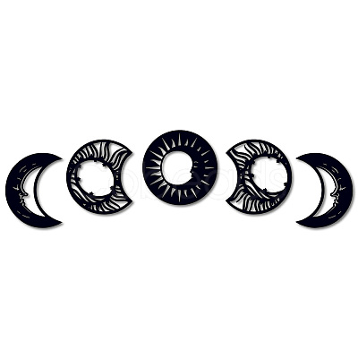 Wood Moon Phase Pendant Decoration HJEW-WH20013-007-1
