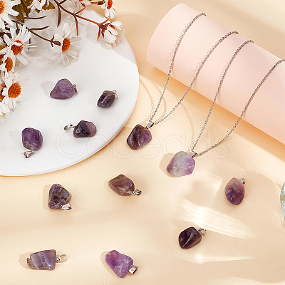 20Pcs Natural Amethyst Pendants G-BBC0001-50B-1
