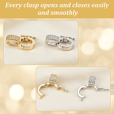 Olycraft 6Pcs 2 Colors Brass Micro Pave Clear Cubic Zirconia Twister Clasps KK-OC0001-47-1