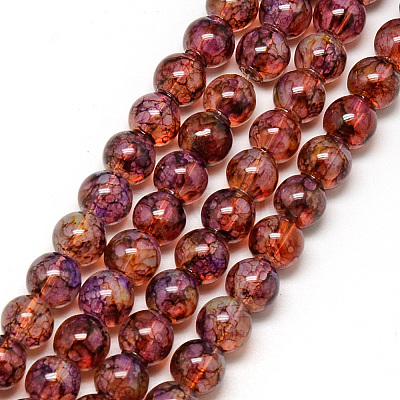 Baking Paint Glass Beads Strands DGLA-Q023-8mm-DB61-1