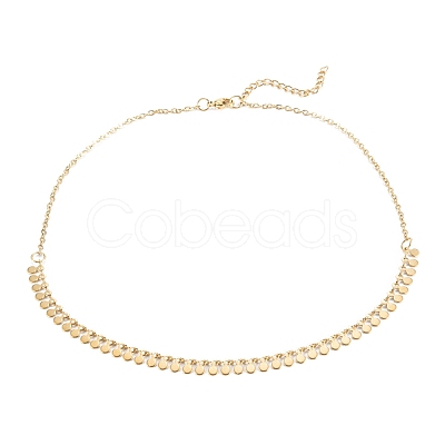 PVD Vacuum Plating 304 Stainless Steel Flat Round Pendant Necklaces NJEW-M187-02G-1