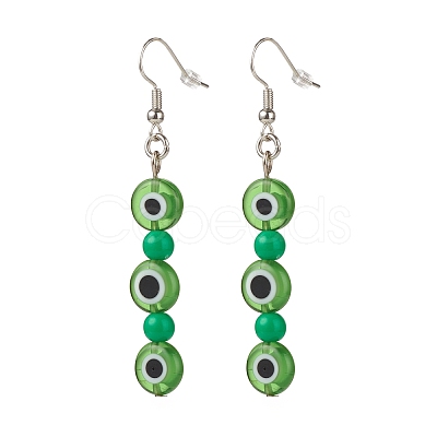 Lampwork Evil Eye & Acrylic Beaded Dangle Earrings EJEW-JE04972-03-1