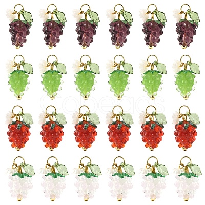 5Pcs Grape Handmade Lampwork & Resin & Acrylic Pendants PALLOY-YW00128-01-1