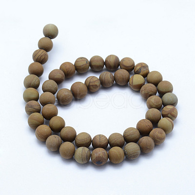 Natural Wood Lace Stone Wooden Jasper Beads Strands G-F518-21-6mm-1